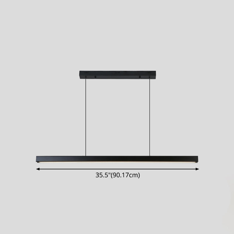 Minimalist Linear LED Island Pendant Metal Restaurant Hanging Lighting Fixture in Black Clearhalo 'Ceiling Lights' 'Island Lights' Lighting' 2546351