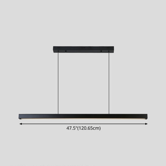 Minimalist Linear LED Island Pendant Metal Restaurant Hanging Lighting Fixture in Black Clearhalo 'Ceiling Lights' 'Island Lights' Lighting' 2546352