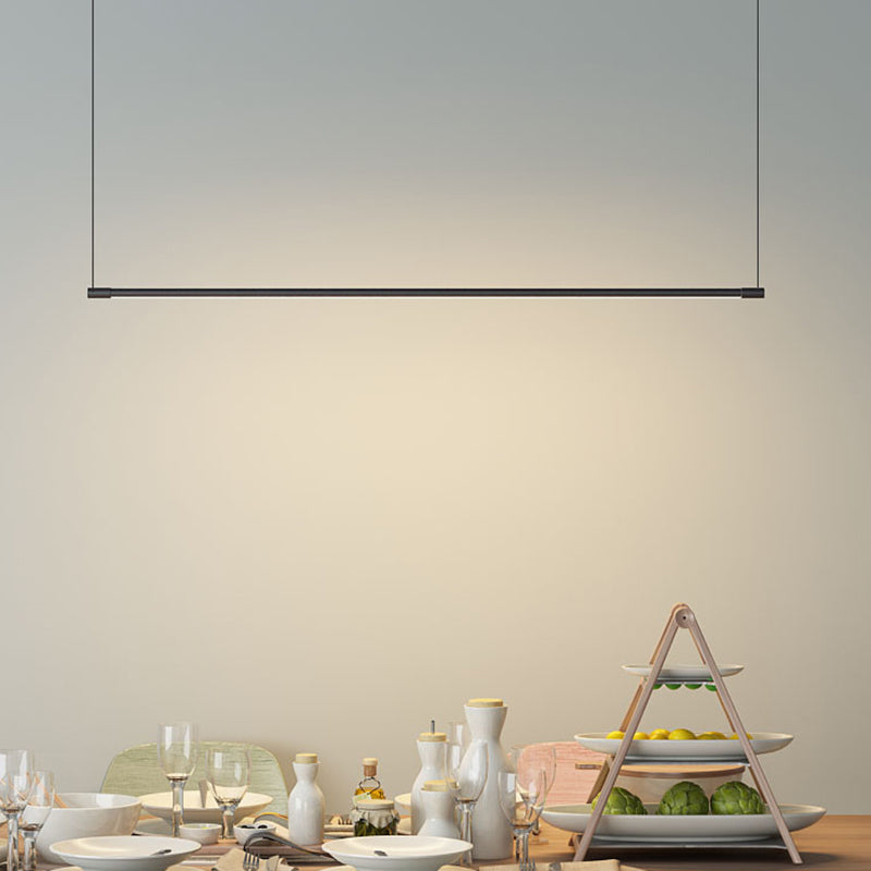 Slim Rod LED Island Lamp Simplicity Metal Black Finish Pendant Lighting over Table Clearhalo 'Ceiling Lights' 'Island Lights' Lighting' 2546356