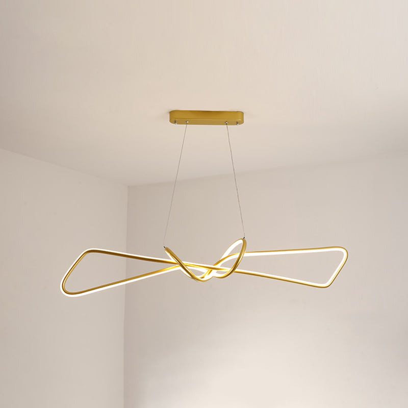 Bowtie LED Island Lighting Ideas Contemporary Metal Dining Room Hanging Light Kit Gold Warm Clearhalo 'Ceiling Lights' 'Island Lights' Lighting' 2546394