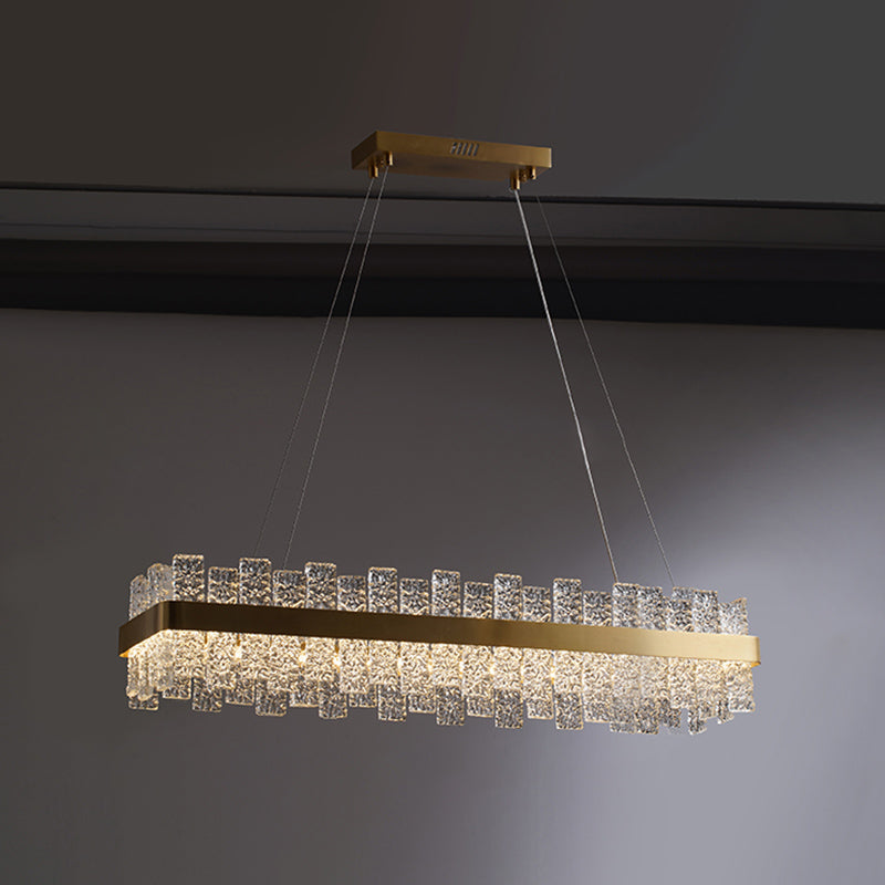 Rippled Crystal Loop Shaped Pendant Light Modern Brass Plated LED Island Ceiling Light Brass 31.5" Clearhalo 'Ceiling Lights' 'Island Lights' Lighting' 2546405