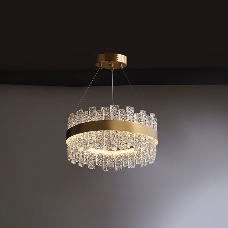 Rippled Crystal Loop Shaped Pendant Light Modern Brass Plated LED Island Ceiling Light Brass 16" Clearhalo 'Ceiling Lights' 'Island Lights' Lighting' 2546406