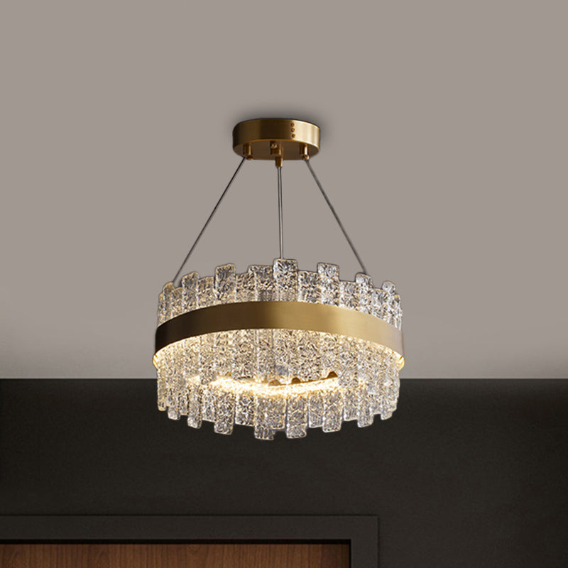 Rippled Crystal Loop Shaped Pendant Light Modern Brass Plated LED Island Ceiling Light Clearhalo 'Ceiling Lights' 'Island Lights' Lighting' 2546410