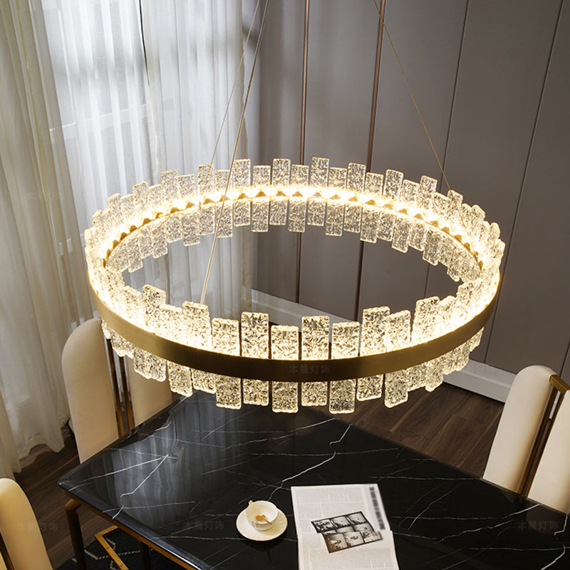 Rippled Crystal Loop Shaped Pendant Light Modern Brass Plated LED Island Ceiling Light Clearhalo 'Ceiling Lights' 'Island Lights' Lighting' 2546411