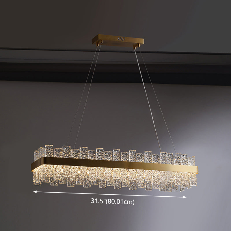 Rippled Crystal Loop Shaped Pendant Light Modern Brass Plated LED Island Ceiling Light Clearhalo 'Ceiling Lights' 'Island Lights' Lighting' 2546412