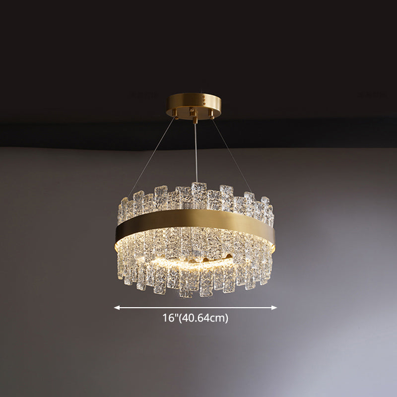 Rippled Crystal Loop Shaped Pendant Light Modern Brass Plated LED Island Ceiling Light Clearhalo 'Ceiling Lights' 'Island Lights' Lighting' 2546414