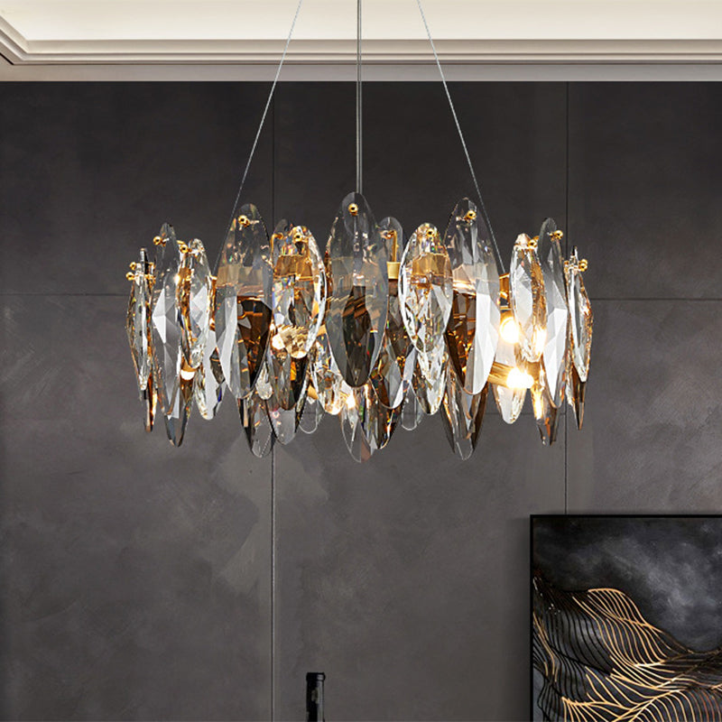 Leaf Shaped Suspension Lamp Postmodern Smoke Grey Glass Restaurant Island Light in Gold Clearhalo 'Ceiling Lights' 'Glass shade' 'Glass' 'Island Lights' Lighting' 2546450