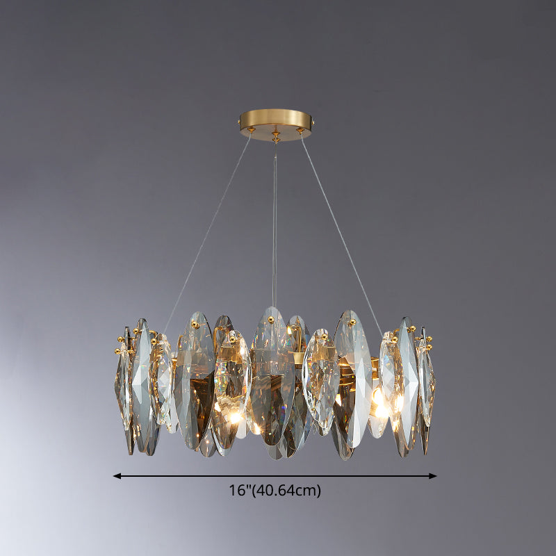 Leaf Shaped Suspension Lamp Postmodern Smoke Grey Glass Restaurant Island Light in Gold Clearhalo 'Ceiling Lights' 'Glass shade' 'Glass' 'Island Lights' Lighting' 2546455