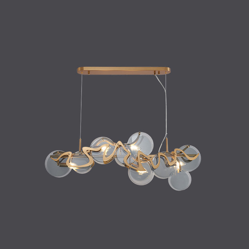 Postmodern Circles Suspended Lighting Fixture Glass Restaurant Island Light in Brass 7 Brass Smoke Grey Clearhalo 'Ceiling Lights' 'Glass shade' 'Glass' 'Island Lights' 'Pendant Lights' Lighting' 2546495