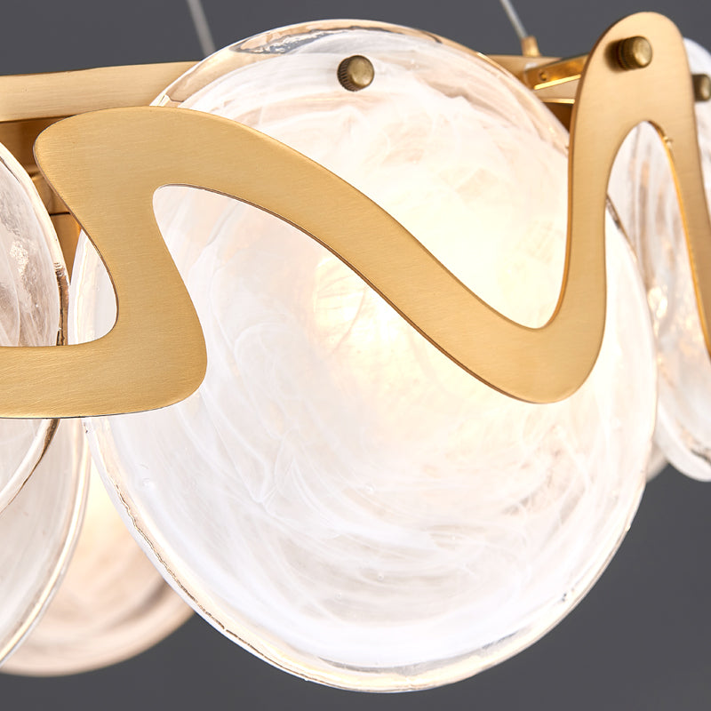 Postmodern Circles Suspended Lighting Fixture Glass Restaurant Island Light in Brass Clearhalo 'Ceiling Lights' 'Glass shade' 'Glass' 'Island Lights' 'Pendant Lights' Lighting' 2546501