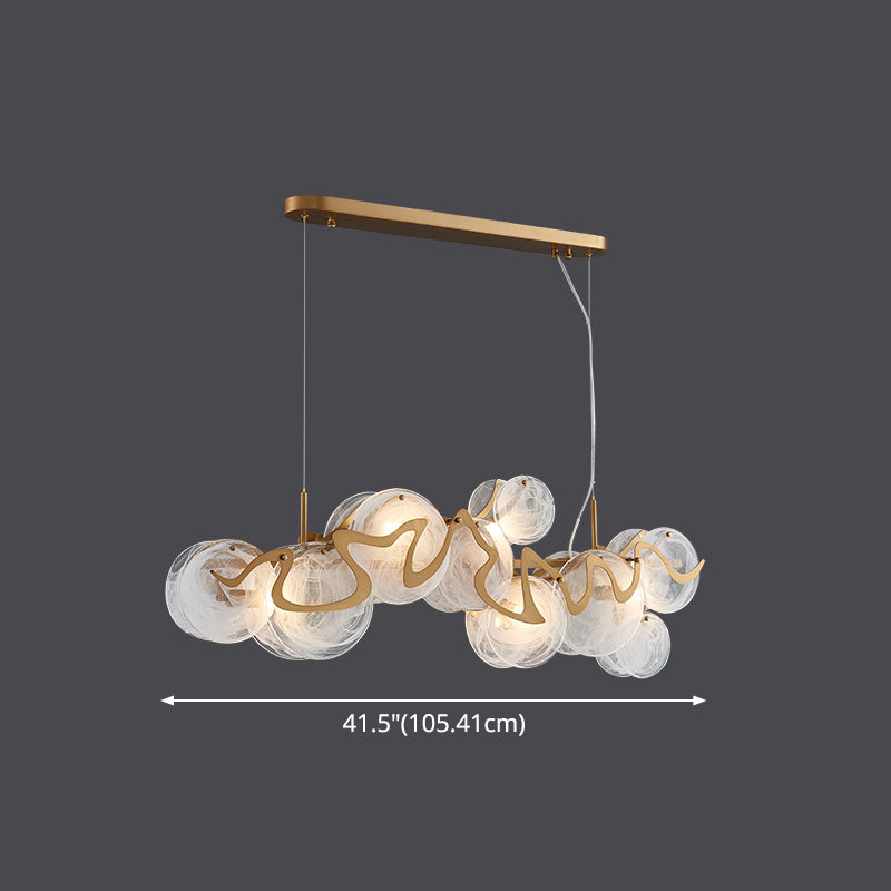 Postmodern Circles Suspended Lighting Fixture Glass Restaurant Island Light in Brass Clearhalo 'Ceiling Lights' 'Glass shade' 'Glass' 'Island Lights' 'Pendant Lights' Lighting' 2546503