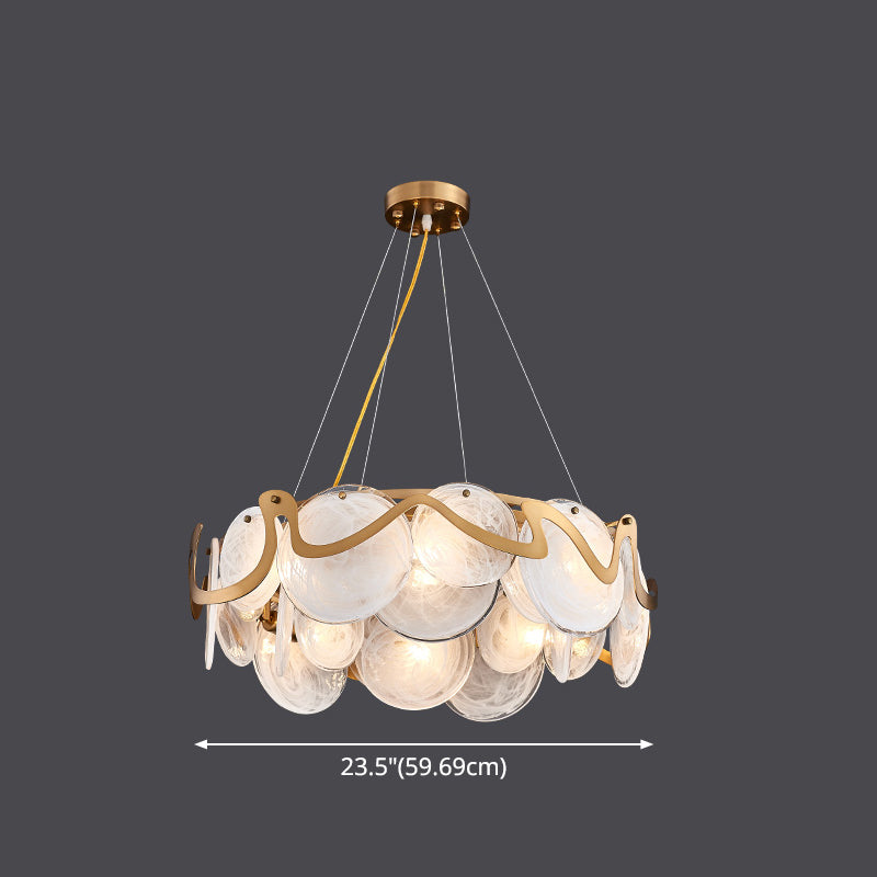 Postmodern Circles Suspended Lighting Fixture Glass Restaurant Island Light in Brass Clearhalo 'Ceiling Lights' 'Glass shade' 'Glass' 'Island Lights' 'Pendant Lights' Lighting' 2546509