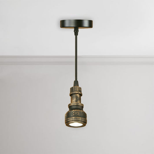 Antique Style Mini Pendant Lamp with Water Pipe 1 Light Wrought Iron Lighting Fixture in Aged Brass Antique Brass Clearhalo 'Art Deco Pendants' 'Cast Iron' 'Ceiling Lights' 'Ceramic' 'Crystal' 'Industrial Pendants' 'Industrial' 'Metal' 'Middle Century Pendants' 'Pendant Lights' 'Pendants' 'Tiffany' Lighting' 254650