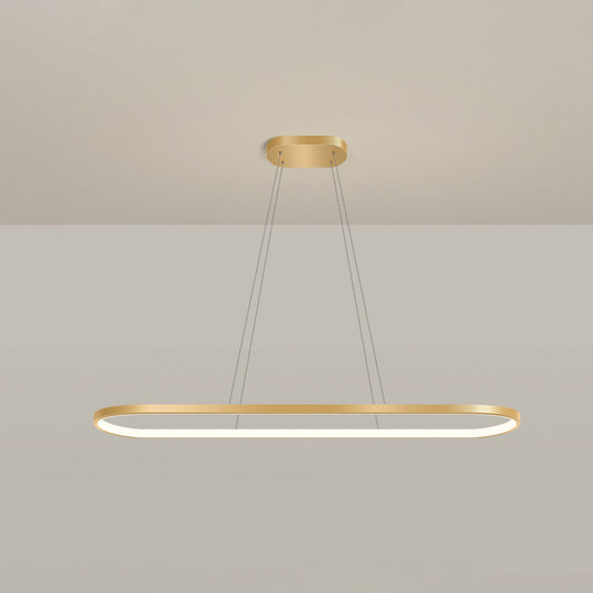 Metal Oblong Pendant Light Fixture Minimalist Gold Plated LED Island Lighting over Table Gold 35.5" Remote Control Stepless Dimming Clearhalo 'Ceiling Lights' 'Island Lights' Lighting' 2546535