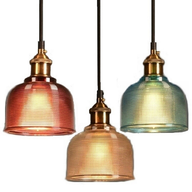 Lattice Glass Bowl Suspension Pendant Loft Style Single-Bulb Bar Ceiling Light in Brass Clearhalo 'Ceiling Lights' 'Glass shade' 'Glass' 'Industrial Pendants' 'Industrial' 'Middle Century Pendants' 'Pendant Lights' 'Pendants' 'Tiffany' Lighting' 2546604