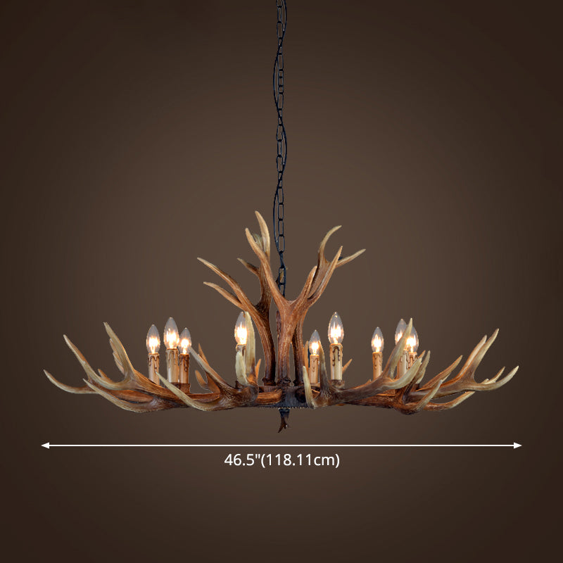 Fake Antler Chandelier Lighting Rustic Brown Resin Ceiling Light with Candle Design Clearhalo 'Ceiling Lights' 'Chandeliers' Lighting' options 2546781