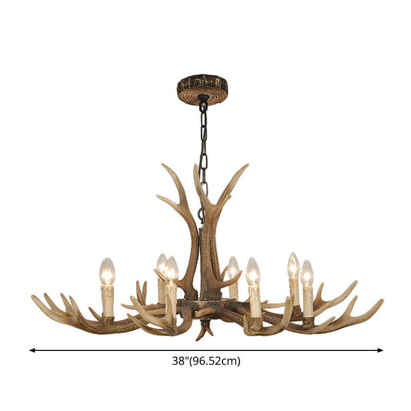 Fake Antler Chandelier Lighting Rustic Brown Resin Ceiling Light with Candle Design Clearhalo 'Ceiling Lights' 'Chandeliers' Lighting' options 2546791