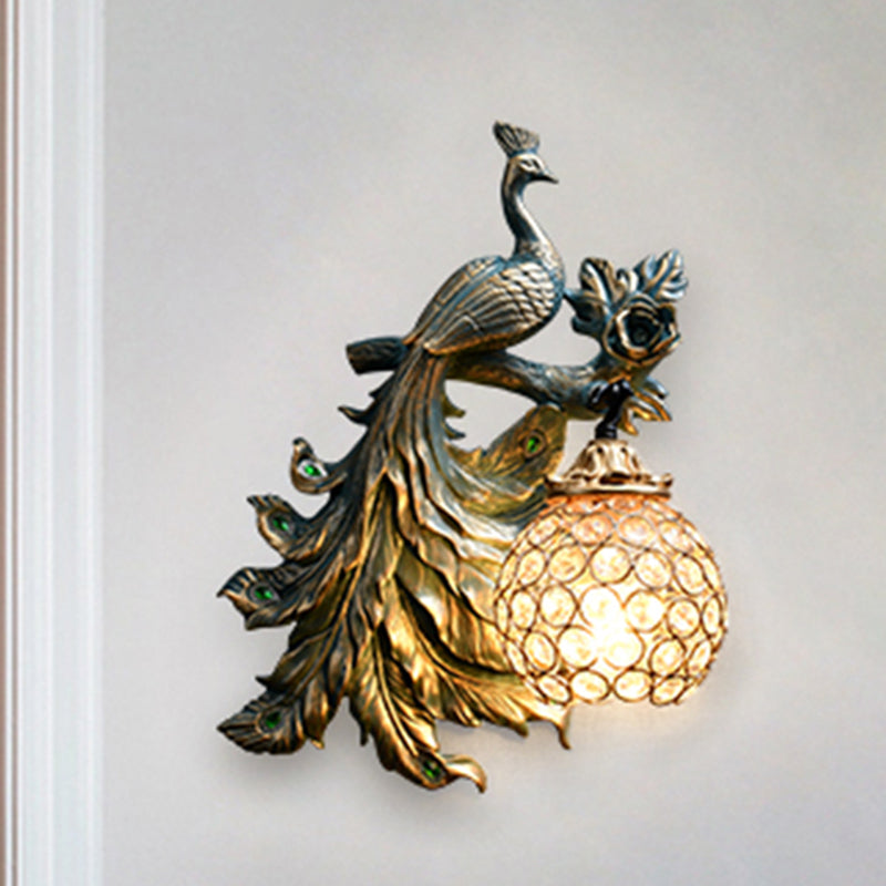 1 Light Living Room Wall Sconce Vintage Bronze Wall Lamp with Phenix Resin Design toward Right/Left Bronze Right Clearhalo 'Wall Lamps & Sconces' 'Wall Lights' Lighting' 254749