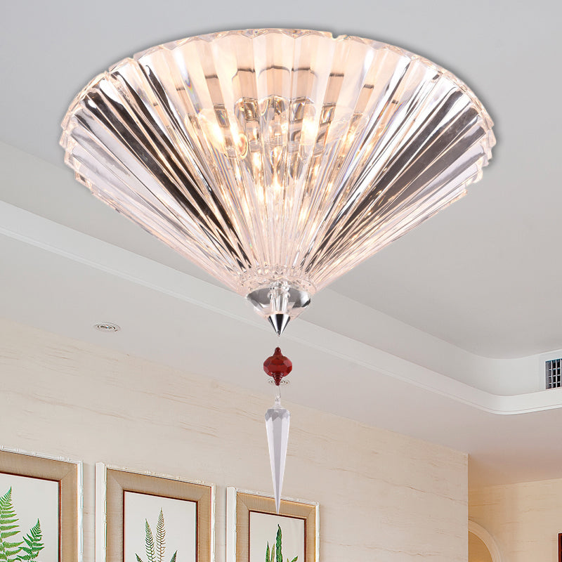 Conical Flush Ceiling Light Contemporary Crystal 3/4 Lights Clear Flushmount Lighting Clearhalo 'Ceiling Lights' 'Close To Ceiling Lights' 'Close to ceiling' 'Flush mount' Lighting' 254760