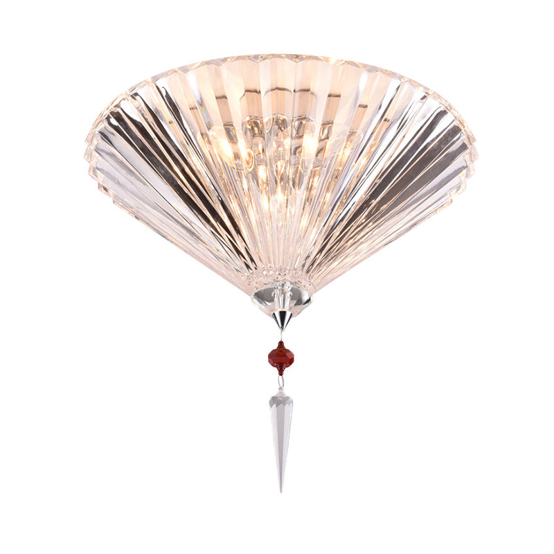 Conical Flush Ceiling Light Contemporary Crystal 3/4 Lights Clear Flushmount Lighting Clearhalo 'Ceiling Lights' 'Close To Ceiling Lights' 'Close to ceiling' 'Flush mount' Lighting' 254762