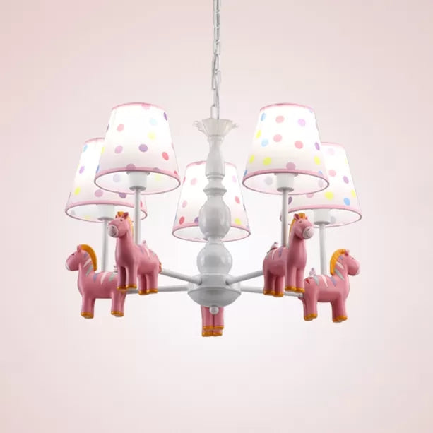Merry-go-round Chandelier 5 Bulbs Cartoon Creative Metal Hanging Light for Game Room Pink Clearhalo 'Ceiling Lights' 'Chandeliers' Lighting' options 25482_94c41b7e-48ef-461f-81c1-0a6dcdeb0cf7