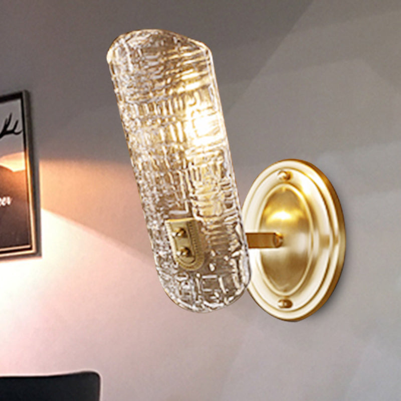 Simple Shield Wall Sconce Light Prism Crystal 1/2 Lights Corridor Wall Mount Light in Brass 1.0 Brass Clearhalo 'Modern wall lights' 'Modern' 'Wall Lamps & Sconces' 'Wall Lights' Lighting' 254833