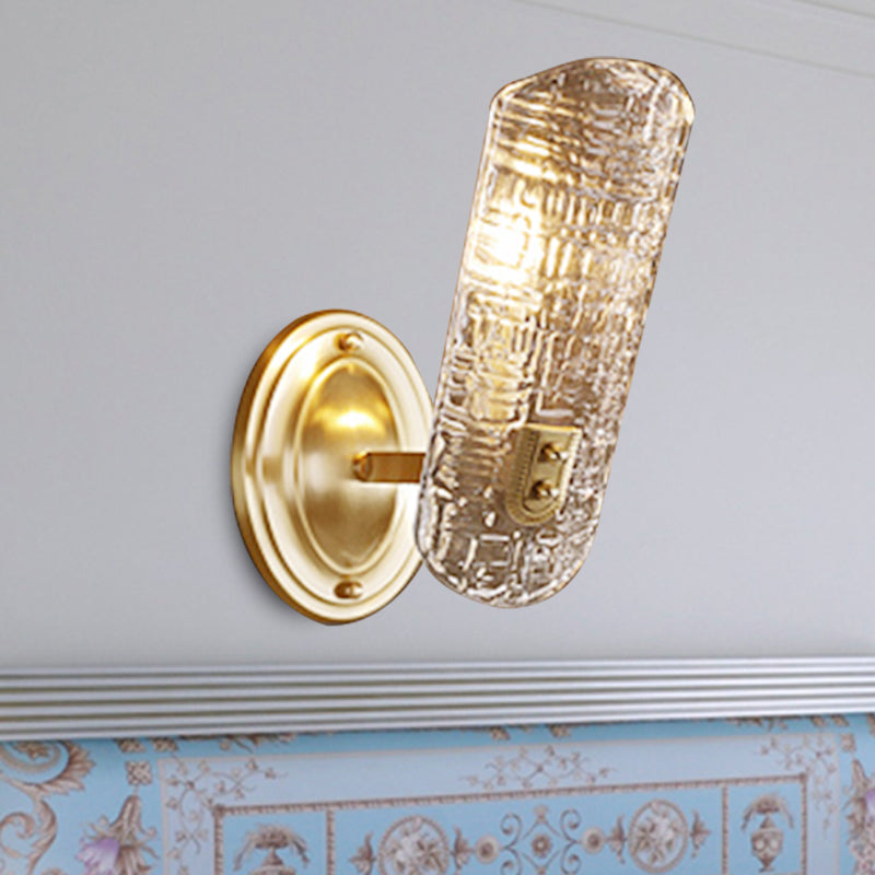 Simple Shield Wall Sconce Light Prism Crystal 1/2 Lights Corridor Wall Mount Light in Brass Clearhalo 'Modern wall lights' 'Modern' 'Wall Lamps & Sconces' 'Wall Lights' Lighting' 254834