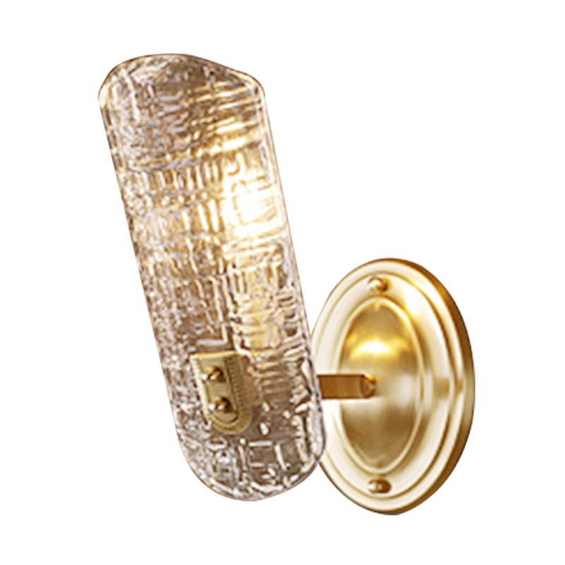 Simple Shield Wall Sconce Light Prism Crystal 1/2 Lights Corridor Wall Mount Light in Brass Clearhalo 'Modern wall lights' 'Modern' 'Wall Lamps & Sconces' 'Wall Lights' Lighting' 254837