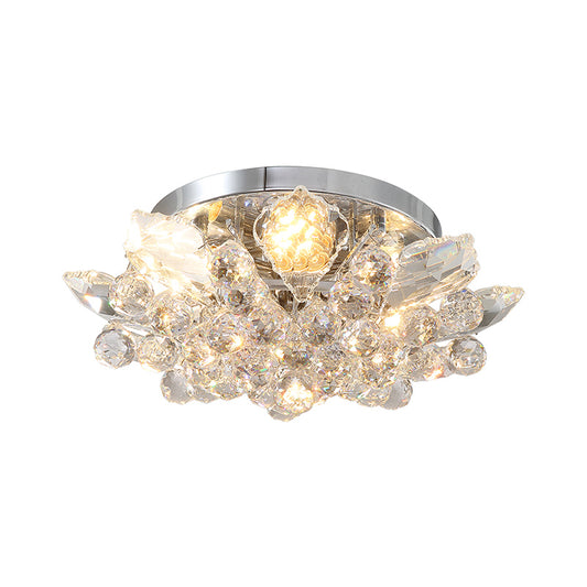 4 Lights Bedroom Flush Ceiling Light Minimal Gold/Silver Flush Mounted Ceiling Light with Irregular Crystal Shade Clearhalo 'Ceiling Lights' 'Close To Ceiling Lights' 'Close to ceiling' 'Flush mount' Lighting' 254845