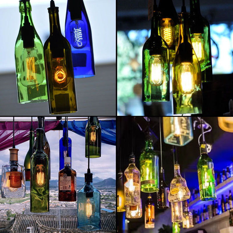 1 Light Bottle Shape Hanging Lamp Retro Industrial Glass Pendant Lamp for Restaurant Clearhalo 'Ceiling Lights' 'Glass shade' 'Glass' 'Industrial Pendants' 'Industrial' 'Middle Century Pendants' 'Pendant Lights' 'Pendants' 'Tiffany' Lighting' 2548824