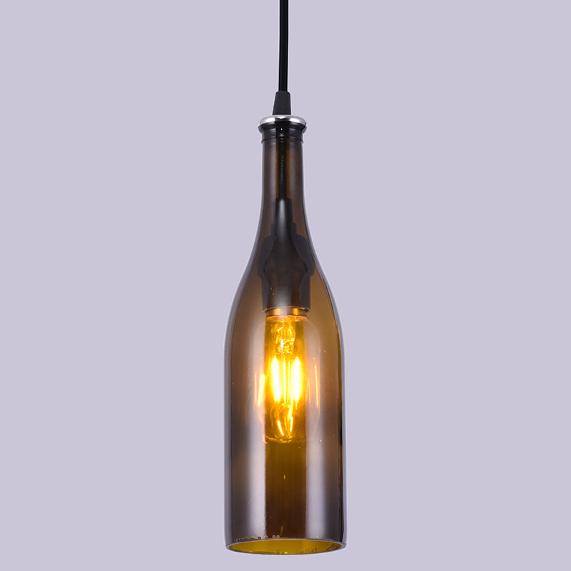 1 Light Bottle Shape Hanging Lamp Retro Industrial Glass Pendant Lamp for Restaurant Clearhalo 'Ceiling Lights' 'Glass shade' 'Glass' 'Industrial Pendants' 'Industrial' 'Middle Century Pendants' 'Pendant Lights' 'Pendants' 'Tiffany' Lighting' 2548829