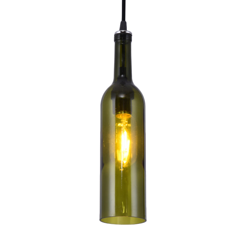 1 Light Bottle Shape Hanging Lamp Retro Industrial Glass Pendant Lamp for Restaurant Clearhalo 'Ceiling Lights' 'Glass shade' 'Glass' 'Industrial Pendants' 'Industrial' 'Middle Century Pendants' 'Pendant Lights' 'Pendants' 'Tiffany' Lighting' 2548831