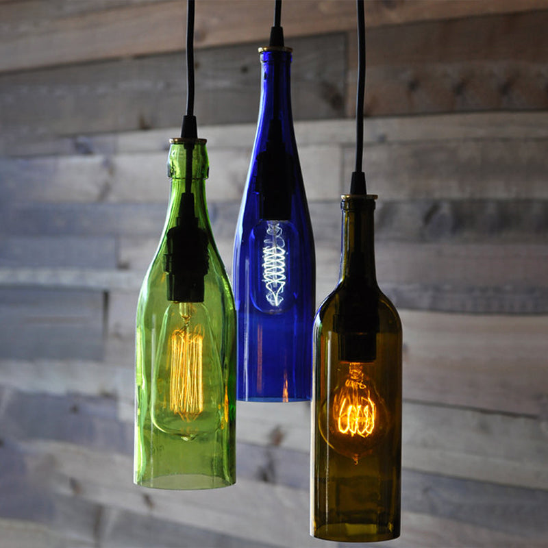 1 Light Bottle Shape Hanging Lamp Retro Industrial Glass Pendant Lamp for Restaurant Clearhalo 'Ceiling Lights' 'Glass shade' 'Glass' 'Industrial Pendants' 'Industrial' 'Middle Century Pendants' 'Pendant Lights' 'Pendants' 'Tiffany' Lighting' 2548836