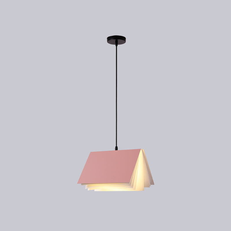 1 Light Creative Books Hanging Lamp Art Deco Metal Indoor Pendant Light Pink Clearhalo 'Ceiling Lights' 'Pendant Lights' 'Pendants' Lighting' 2548856_e422dc0b-5fcd-409f-ac7c-a8d887fb24a6