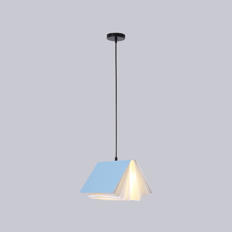 1 Light Creative Books Hanging Lamp Art Deco Metal Indoor Pendant Light Blue Clearhalo 'Ceiling Lights' 'Pendant Lights' 'Pendants' Lighting' 2548858_c0b6f171-3a0c-4c6a-8693-3afe2ad4ebed