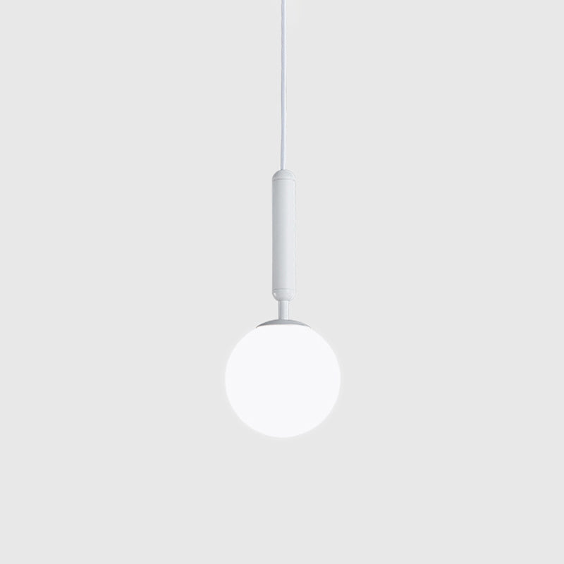 Globe Hanging Ceiling Light Modern White Glass Pendant Lamp for Bedroom White Clearhalo 'Ceiling Lights' 'Glass shade' 'Glass' 'Modern Pendants' 'Modern' 'Pendant Lights' 'Pendants' Lighting' 2548913