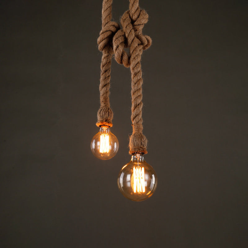 Industrial Exposed Bulb Pendant Light 1 Light Hemp Rope Hanging Lamp in Beige Clearhalo 'Ceiling Lights' 'Industrial Pendants' 'Industrial' 'Middle Century Pendants' 'Pendant Lights' 'Pendants' 'Tiffany' Lighting' 2549012