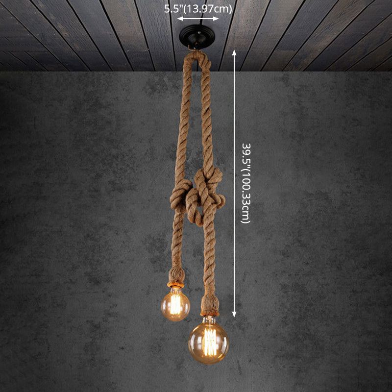 Industrial Exposed Bulb Pendant Light 1 Light Hemp Rope Hanging Lamp in Beige Clearhalo 'Ceiling Lights' 'Industrial Pendants' 'Industrial' 'Middle Century Pendants' 'Pendant Lights' 'Pendants' 'Tiffany' Lighting' 2549015