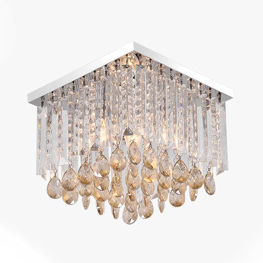 Clear Crystal Cubic Flush Lamp Simple 1/2-Light Bedroom Flush Mount Ceiling Fixture Clearhalo 'Ceiling Lights' 'Close To Ceiling Lights' 'Close to ceiling' 'Flush mount' Lighting' 254916