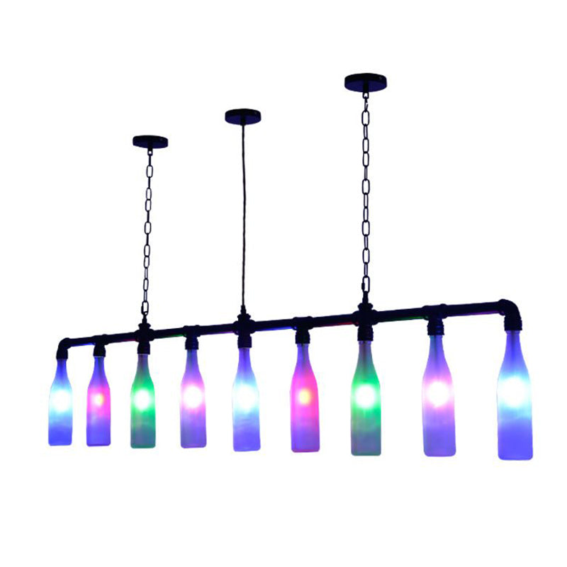 Multi-Color Island Pendant Light Industrial Iron Pipe Wine Bottle Island Lamps Clearhalo 'Ceiling Lights' 'Island Lights' Lighting' 2549225