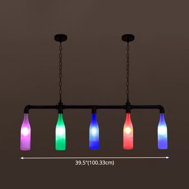 Multi-Color Island Pendant Light Industrial Iron Pipe Wine Bottle Island Lamps Clearhalo 'Ceiling Lights' 'Island Lights' Lighting' 2549229