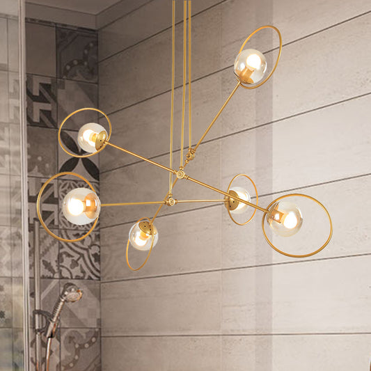 Simple Stacked Chandelier Multi-Head Metal Suspension Light with Ring in Gold for Villa Clearhalo 'Ceiling Lights' 'Chandeliers' 'Modern Chandeliers' 'Modern' Lighting' 254962