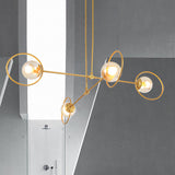 Simple Stacked Chandelier Multi-Head Metal Suspension Light with Ring in Gold for Villa Clearhalo 'Ceiling Lights' 'Chandeliers' 'Modern Chandeliers' 'Modern' Lighting' 254963