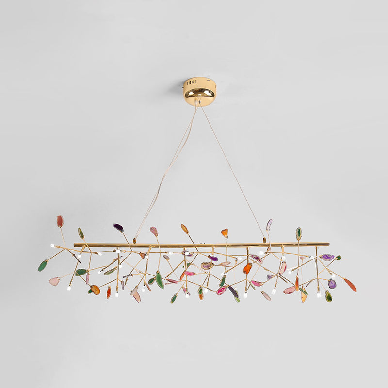 Colorful Island Light Fixtures Modern Branch Metal Pendant with Agate Stone for Dining Restaurant 32 Gold Warm Clearhalo 'Ceiling Lights' 'Island Lights' Lighting' 2549981