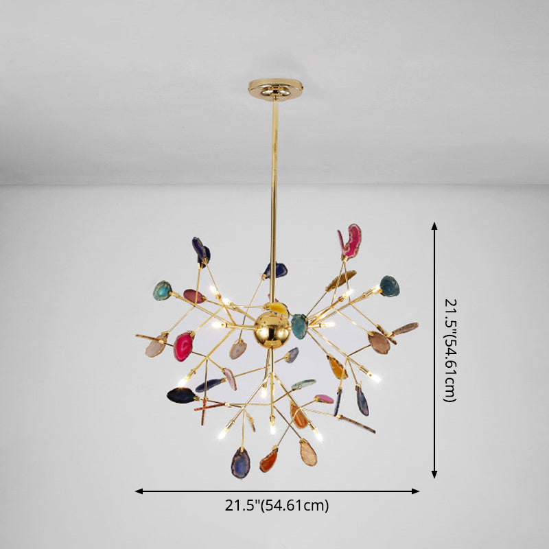 Colorful Island Light Fixtures Modern Branch Metal Pendant with Agate Stone for Dining Restaurant Clearhalo 'Ceiling Lights' 'Island Lights' Lighting' 2549985