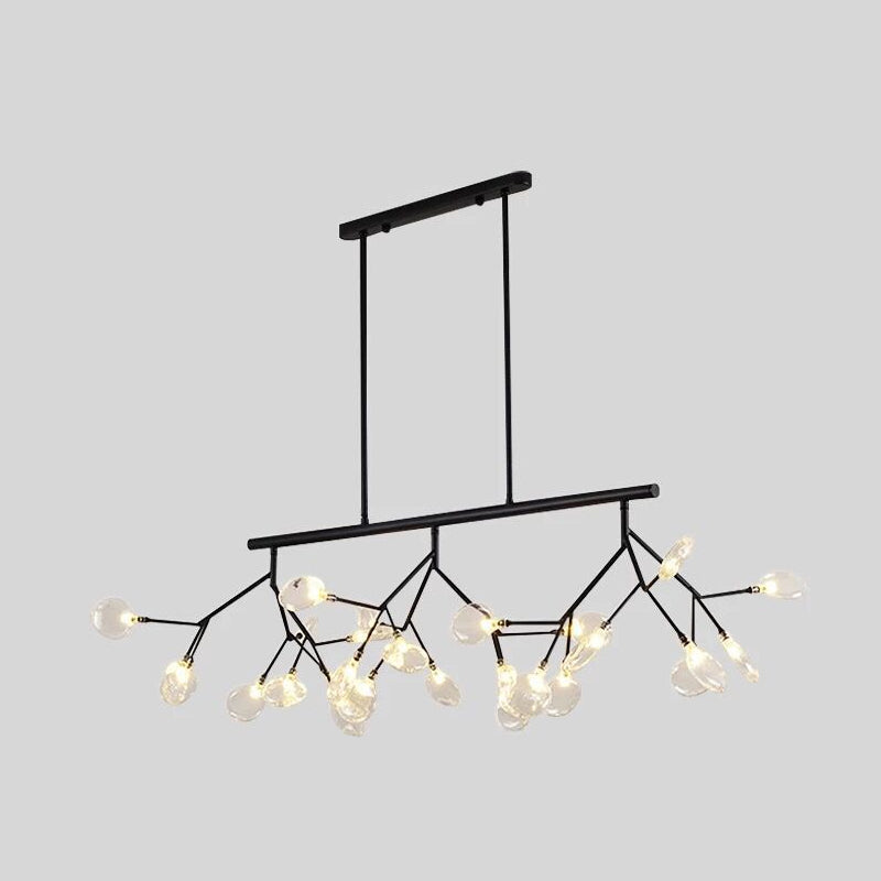 27 Lights Island Lighting Ultra-modern Branch Metal Pendant with Clear Shade for Dining Room Black Clearhalo 'Ceiling Lights' 'Island Lights' Lighting' 2550009