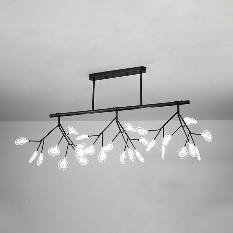 27 Lights Firefly Island Pendant Modern Acrylic Ceiling Lights for Dining Room Black Frosted Clearhalo 'Ceiling Lights' 'Island Lights' Lighting' 2550041