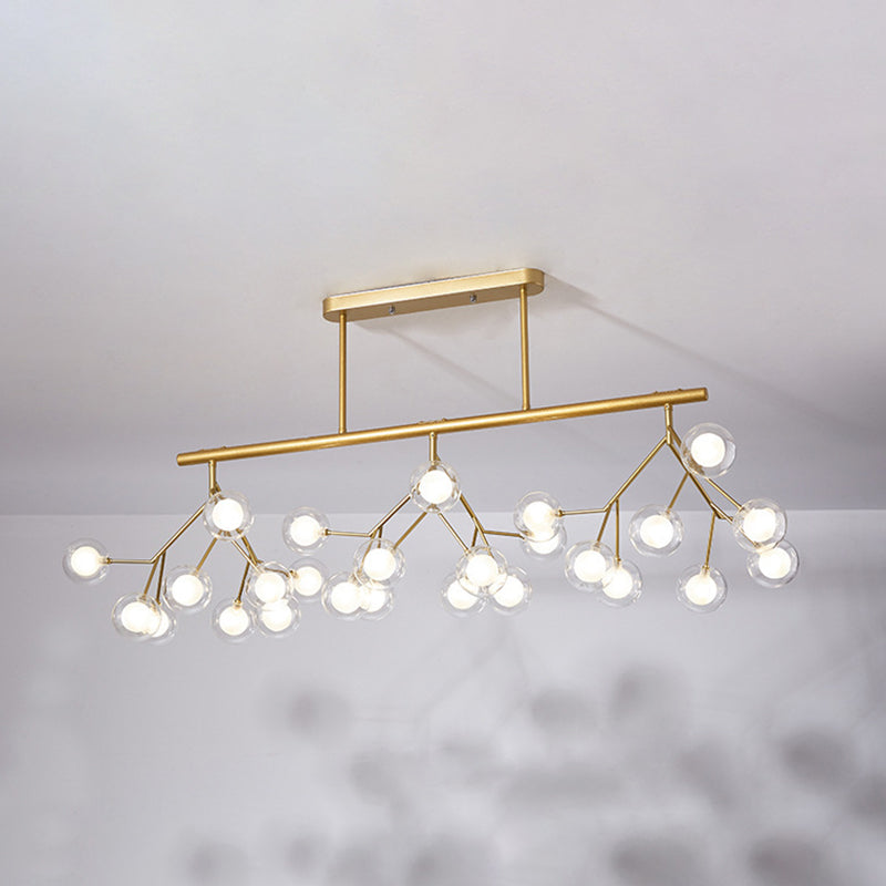 27 Lights Firefly Island Pendant Modern Acrylic Ceiling Lights for Dining Room Gold Clear Clearhalo 'Ceiling Lights' 'Island Lights' Lighting' 2550044