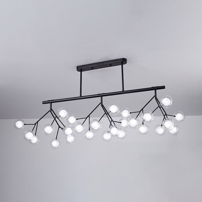 27 Lights Firefly Island Pendant Modern Acrylic Ceiling Lights for Dining Room Black Clear Clearhalo 'Ceiling Lights' 'Island Lights' Lighting' 2550046