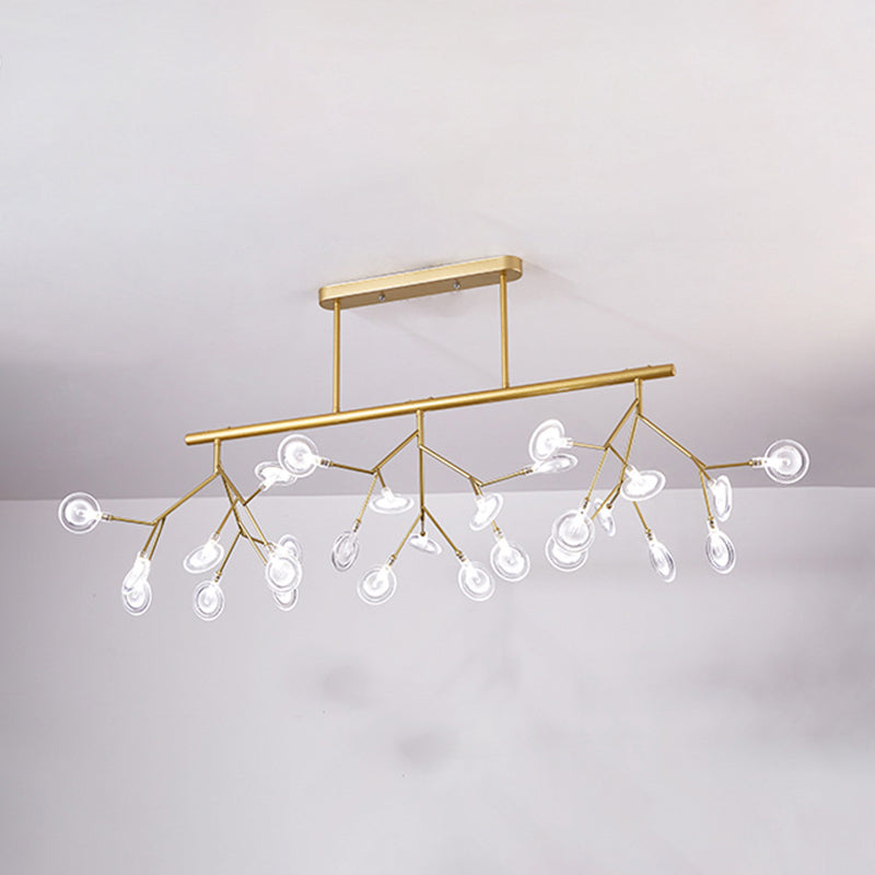 27 Lights Firefly Island Pendant Modern Acrylic Ceiling Lights for Dining Room Gold Frosted Clearhalo 'Ceiling Lights' 'Island Lights' Lighting' 2550051
